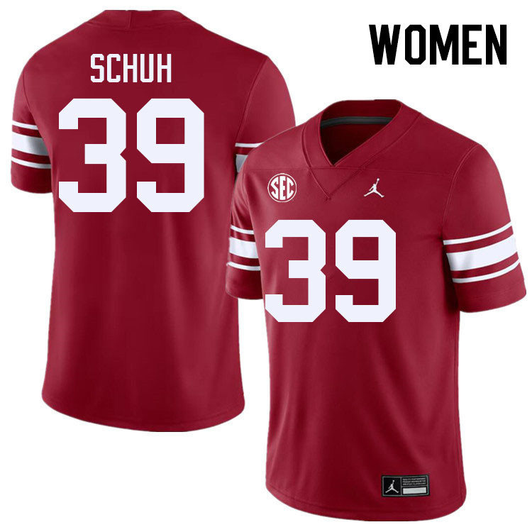 Women #39 Peter Schuh Oklahoma Sooners 2024 SEC Conference College Football Jerseys-Throwback